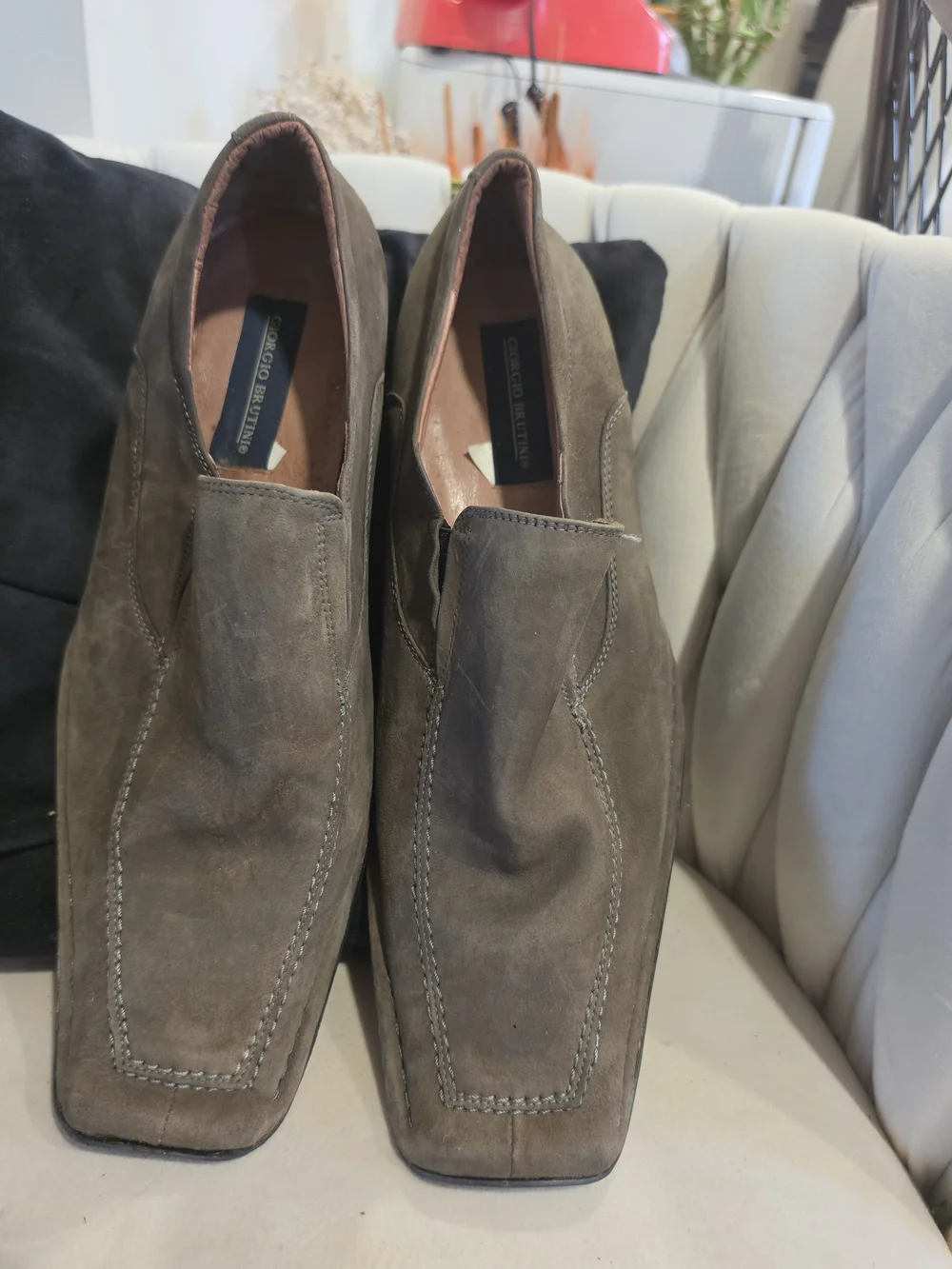 Giorgio Brutini Suede Slip-On Loafers in Taupe